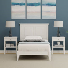 Load image into Gallery viewer, Twin Traditional Solid Oak Wooden Platform Bed Frame with Headboard in White