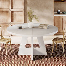 Load image into Gallery viewer, Modern Kitchen Round Circular Dining Table in White Wood Finish