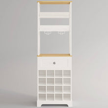 Load image into Gallery viewer, White/Natural Wine Bottle &amp; Glass Rack Cabinet Bar Storage
