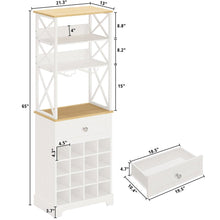 Load image into Gallery viewer, White/Natural Wine Bottle &amp; Glass Rack Cabinet Bar Storage