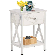 Load image into Gallery viewer, Set of 2 - Rustic Farmhouse 1-Drawer Nightstand Bedside Table in White