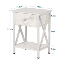 Load image into Gallery viewer, Set of 2 - Rustic Farmhouse 1-Drawer Nightstand Bedside Table in White