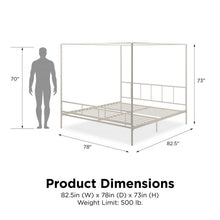 Load image into Gallery viewer, King size Modern Metal Canopy Bed Frame with Headboard and Footboard in White