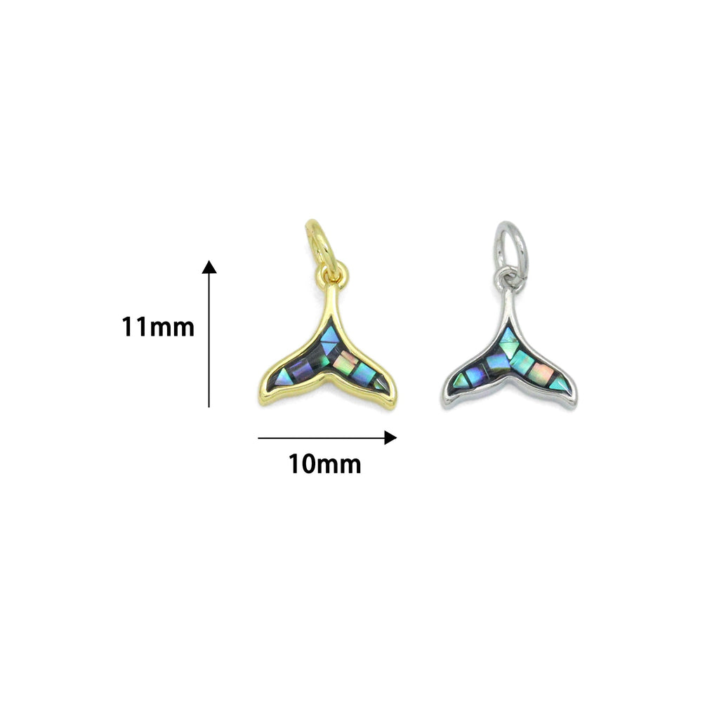 Mother of Pearl Whale Tail Pendant charm, Sku#WL27