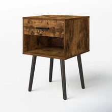 Load image into Gallery viewer, Mid-Century Modern Farmhouse 1-Drawer Nightstand with Open Shelf