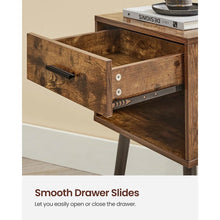 Load image into Gallery viewer, Mid-Century Modern Farmhouse 1-Drawer Nightstand with Open Shelf
