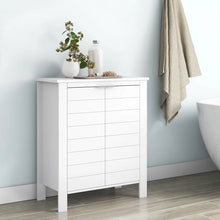 Load image into Gallery viewer, Bathroom Linen Cabinet with Storage Shelf in White Wood Finish