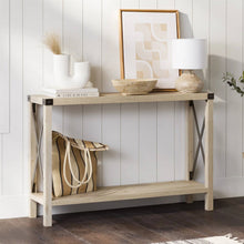 Load image into Gallery viewer, Industrial Farmhouse Entryway Table / Sofa Table in White Oak Wood Finish