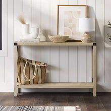 Load image into Gallery viewer, Industrial Farmhouse Entryway Table / Sofa Table in White Oak Wood Finish