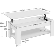 Load image into Gallery viewer, Lift-Top Coffee Table Laptop Desk TV Tray in White Wood Finish