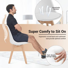 Load image into Gallery viewer, Set of 4 Modern Mid-Century Style White PU Leather Dining Chairs with Wood Legs