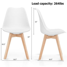 Load image into Gallery viewer, Set of 4 Modern Mid-Century Style White PU Leather Dining Chairs with Wood Legs