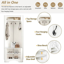 Load image into Gallery viewer, Modern White Corner Hall Tree Coat Rack Entryway Storage Cabinet Shoe Bench