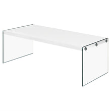 Load image into Gallery viewer, White Modern Rectangular Coffee Table with Tempered Glass Legs