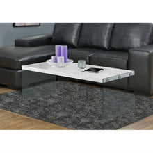 Load image into Gallery viewer, White Modern Rectangular Coffee Table with Tempered Glass Legs