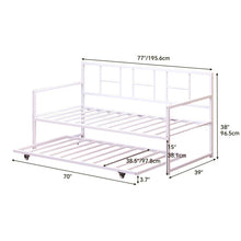 Load image into Gallery viewer, Twin size White Metal Daybed Frame with Roll Out Trundle Bed Frame