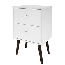 Load image into Gallery viewer, White Modern Mid-Century Style 2-Drawer Side Table Nightstand
