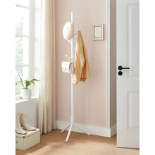 Load image into Gallery viewer, Sturdy Solid Wood Coat Rack in White Finish with 8 Hooks