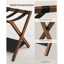 Load image into Gallery viewer, Sturdy Luggage Rack in Walnut Wood Finish with Lower Storage Shelf