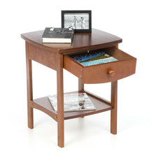 Load image into Gallery viewer, Walnut Wood Finish 1-Drawer Bedroom Nightstand Bedside Table