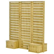 Load image into Gallery viewer, 3 Panel Fir Wood Outdoor Privacy Screen with 4 Garden Bed Planters