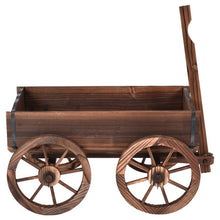 Load image into Gallery viewer, Outdoor Garden Fir Wood Barrel Planter Wagon on Wooden Wheels