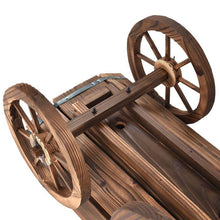 Load image into Gallery viewer, Outdoor Garden Fir Wood Barrel Planter Wagon on Wooden Wheels