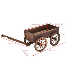 Load image into Gallery viewer, Outdoor Garden Fir Wood Barrel Planter Wagon on Wooden Wheels