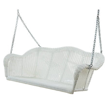 Load image into Gallery viewer, White Resin Wicker Porch Swing with 4-ft Hanging Chain