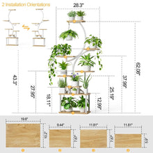Load image into Gallery viewer, Indoor Plant Stand with White Metal Frame and Wood Finish Shelves