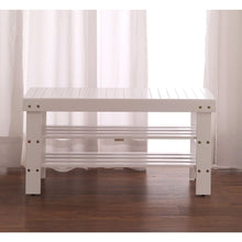 Load image into Gallery viewer, Solid Wood Shoe Rack Entryway Storage Bench in White