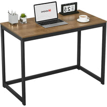 Load image into Gallery viewer, Modern Home Office Laptop Computer Desk Table with Black Metal Frame Wood Top