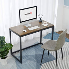 Load image into Gallery viewer, Modern Home Office Laptop Computer Desk Table with Black Metal Frame Wood Top
