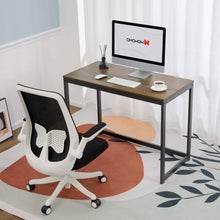 Load image into Gallery viewer, Modern Home Office Laptop Computer Desk Table with Black Metal Frame Wood Top