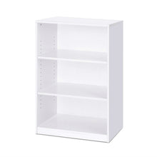 Load image into Gallery viewer, Modern 3-Shelf Bookcase in White Wood Finish