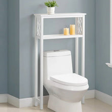 Load image into Gallery viewer, White Solid Wood Over the Toilet 1-Shelf Storage Rack