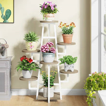 Load image into Gallery viewer, Modern Industrial Indoor Multi-Tier Plant Stand with White Metal Frame