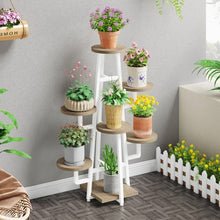 Load image into Gallery viewer, Modern Industrial Indoor Multi-Tier Plant Stand with White Metal Frame