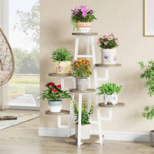 Load image into Gallery viewer, Modern Industrial Indoor Multi-Tier Plant Stand with White Metal Frame
