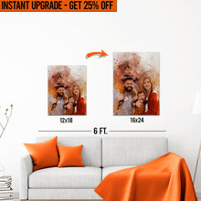 Load image into Gallery viewer, Upgrade Your 18x12 Inches 'Family Watercolor Portrait' Canvas To 24x16 Inches