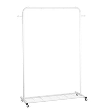 Load image into Gallery viewer, White Modern Garment Rack Clothes Hanging Rod with Lockable Wheels