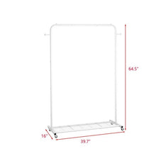 Load image into Gallery viewer, White Modern Garment Rack Clothes Hanging Rod with Lockable Wheels