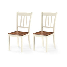 Load image into Gallery viewer, Set of 2 Solid Wood White Mission Style Armless Dining Chair with Brown Seat