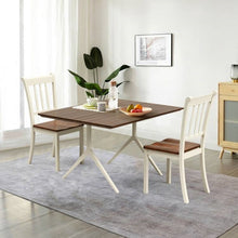 Load image into Gallery viewer, Set of 2 Solid Wood White Mission Style Armless Dining Chair with Brown Seat