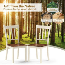 Load image into Gallery viewer, Set of 2 Solid Wood White Mission Style Armless Dining Chair with Brown Seat