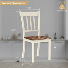 Load image into Gallery viewer, Set of 2 Solid Wood White Mission Style Armless Dining Chair with Brown Seat