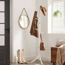 Load image into Gallery viewer, Modern Solid Wood Coat Rack in White Finish with 8 Hooks