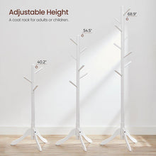 Load image into Gallery viewer, Modern Solid Wood Coat Rack in White Finish with 8 Hooks