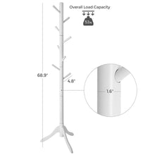 Load image into Gallery viewer, Modern Solid Wood Coat Rack in White Finish with 8 Hooks