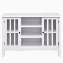 Load image into Gallery viewer, White Wood 43-inch TV Stand with Glass Panel Doors